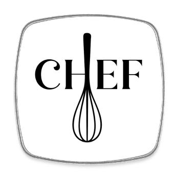Chemise CHEF – Design de cuisine minimaliste noir - Magnet carré - blanc - Devant