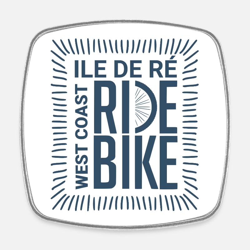 Vélo Côte Ouest Île de Ré - Magnet carré - blanc
