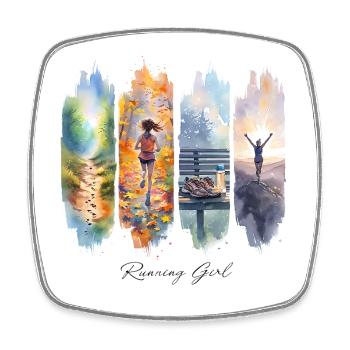 Running Girl Gift Running Girl Motivation - Square fridge magnet - white - Front