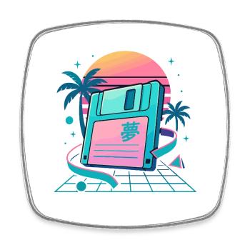 Retro Floppy Dream - Square fridge magnet - white - Front