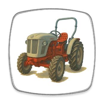 Holland Traktor - Viereckiger Kühlschrankmagnet - Weiß - Vorne