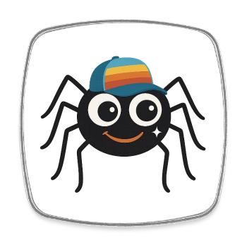Araignée cool avec casquette rétro – mignonne et effrontée - Magnet carré - blanc - Devant