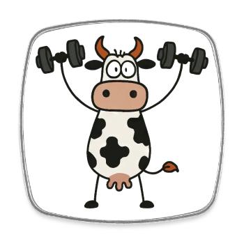 Lustig Kuh Hanteln Workout Fitness Bodybuilding - Viereckiger Kühlschrankmagnet - Weiß - Vorne