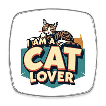 I am a Cat Lover - Square fridge magnet - white - Front