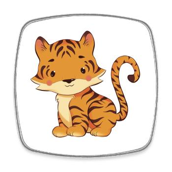 Tiger - Viereckiger Kühlschrankmagnet - Weiß - Vorne