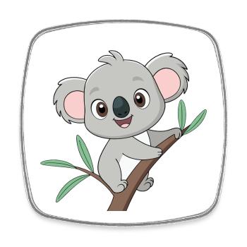 Bébé koala joyeux sur une branche - Magnet carré - blanc - Devant