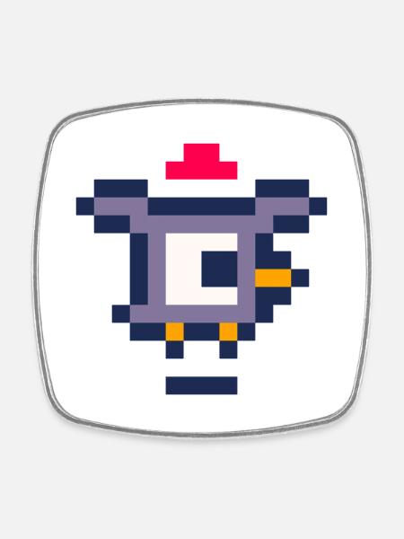 Pixel Bird - Square fridge magnet - white