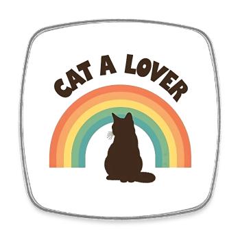 Rainbow Love Cat - Square fridge magnet - white - Front