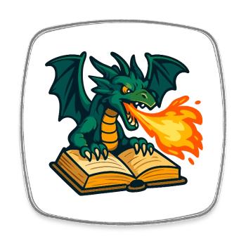 Magie du Livre du Dragon de Feu - Magnet carré - blanc - Devant