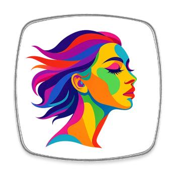 Femme Pop Art Colorée – Colorful Art Design - Magnet carré - blanc - Devant