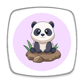 Bébé panda mignon assis sur un rocher (v03) - Magnet carré - blanc - Devant