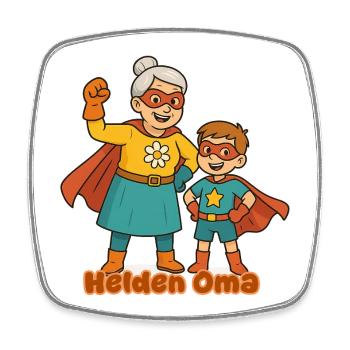 süßer Superhelden-Grandma & Enkel-Design - Viereckiger Kühlschrankmagnet - Weiß - Vorne