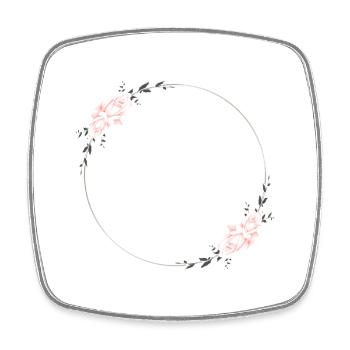 Fleurs roses en cercle - Édition : Mariage - Magnet carré - blanc - Devant