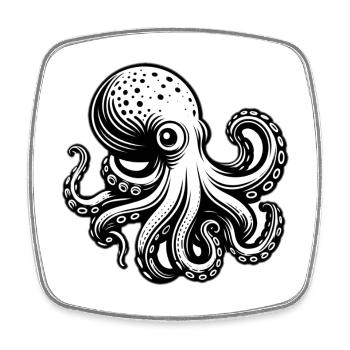 Octopus Octopus in Black and White - Square fridge magnet - white - Front