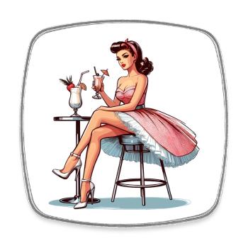 Femme Rockabilly Pina Colada Cadeau - Magnet carré - blanc - Devant