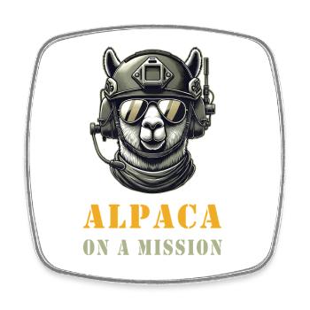 Alpaca in action - Square fridge magnet - white - Front