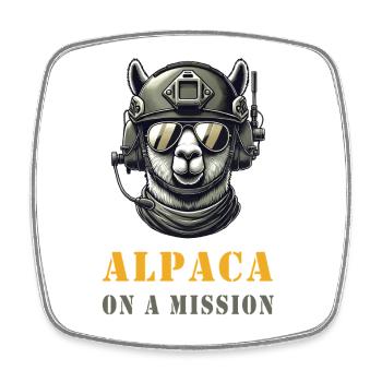 Alpaca in action - Square fridge magnet - white - Front