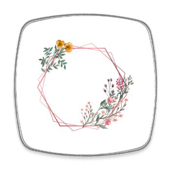 Hexagon decorated with flowers - Square fridge magnet - white - Front