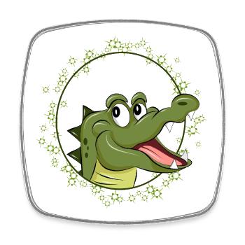 Laughing Crocodile in Comic Style – Happy Animal - Square fridge magnet - white - Front