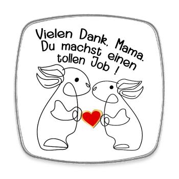 HERZ MUTTERTAG DANKE MAMA JOB - Viereckiger Kühlschrankmagnet - Weiß - Vorne