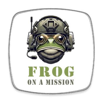 Military frog in action - Square fridge magnet - white - Front