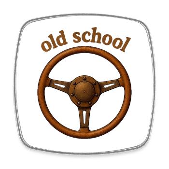 volant old school - Magnet carré - blanc - Devant