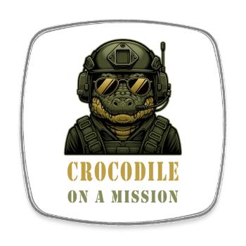 Crocodile on a mission - Square fridge magnet - white - Front