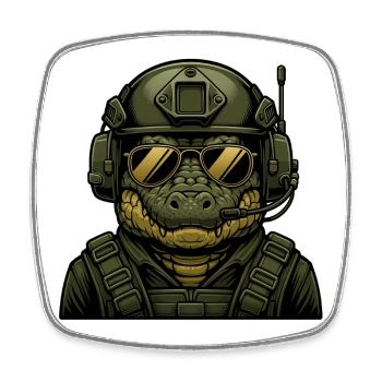 Crocodile Military Design - Square fridge magnet - white - Front