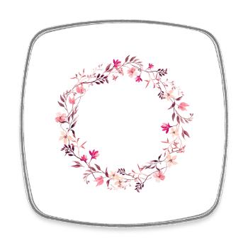 Blütenkranz in Pink, Rosa und Violett -zart & rund - Viereckiger Kühlschrankmagnet - Weiß - Vorne