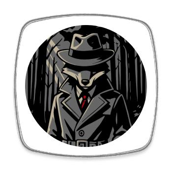 Mysterious Fox in Trench Coat – Animal Motif - Square fridge magnet - white - Front
