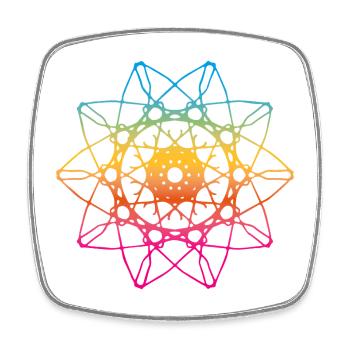 yogafeva 18 new Yoga Rainbow Meditation Mandala - Square fridge magnet - white - Front