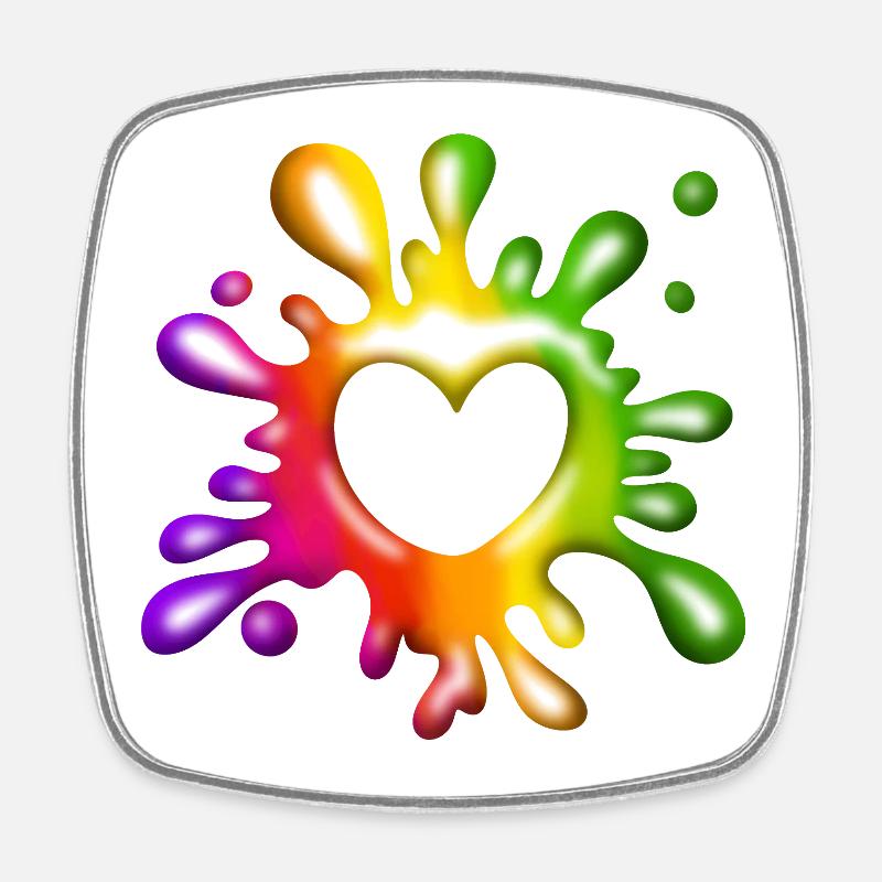 Herz Klecks - Farbenfrohe Liebe - Viereckiger Kühlschrankmagnet - Weiß