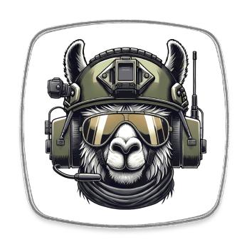 Llama Conception militaire - Magnet carré - blanc - Devant
