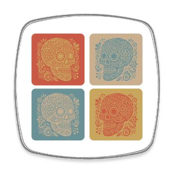 Crâne – Mexico Design - Magnet carré - blanc - Devant