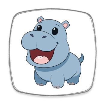 Happy and smiling baby hippo - Square fridge magnet - white - Front