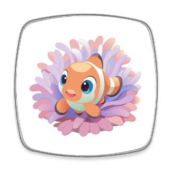 Baby clownfish in his anemone - Square fridge magnet - white - Front