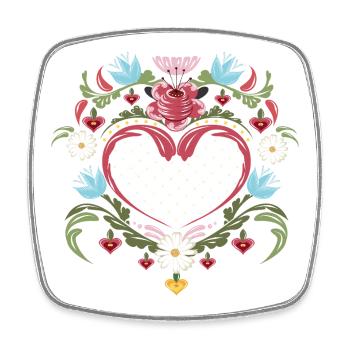 Delicate Heart with Tulips - Peasant Painting Inspired - Square fridge magnet - white - Front