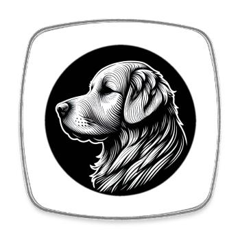 Golden Retriever Head Black White - Square fridge magnet - white - Front