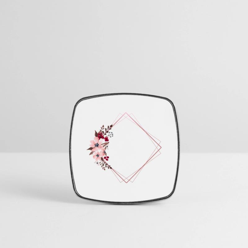 Flowers in Rectangular Frame / Pink Tones Square fridge magnet