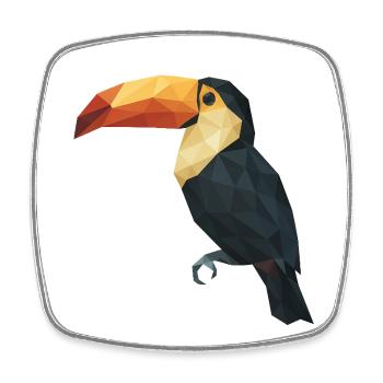 Low Poly Toucan – Geometric Tropical Bird - Square fridge magnet - white - Front