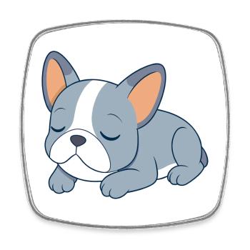 Blue French Bulldog Sleeping - Square fridge magnet - white - Front