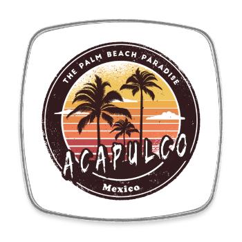 Acapulco Mexiko Palmen Strand Design - Viereckiger Kühlschrankmagnet - Weiß - Vorne