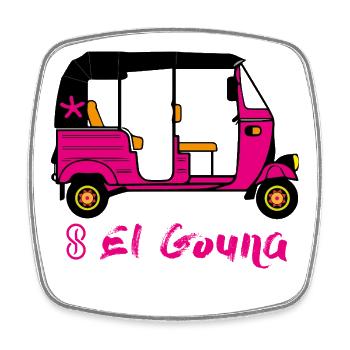 Tuk Tuk pink mit Text EL GOUNA - Viereckiger Kühlschrankmagnet - Weiß - Vorne