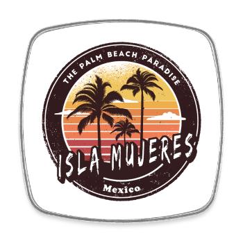 Isla Mujeres Mexiko Palmen Strand Design - Viereckiger Kühlschrankmagnet - Weiß - Vorne