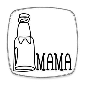 MAMA LINIENZEICHNUNG BIER TRINKEN - Viereckiger Kühlschrankmagnet - Weiß - Vorne