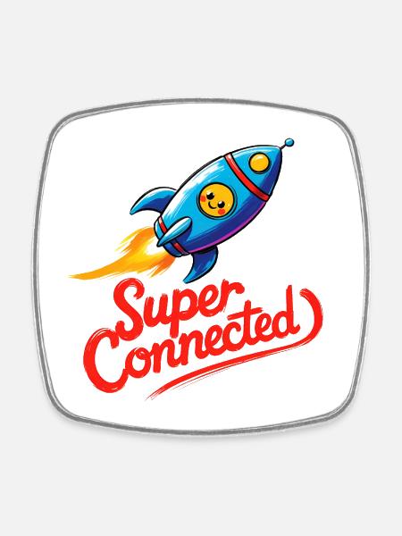 Super Connected - Square fridge magnet - white