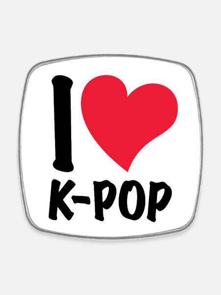 I Love K-Pop - Square fridge magnet - white
