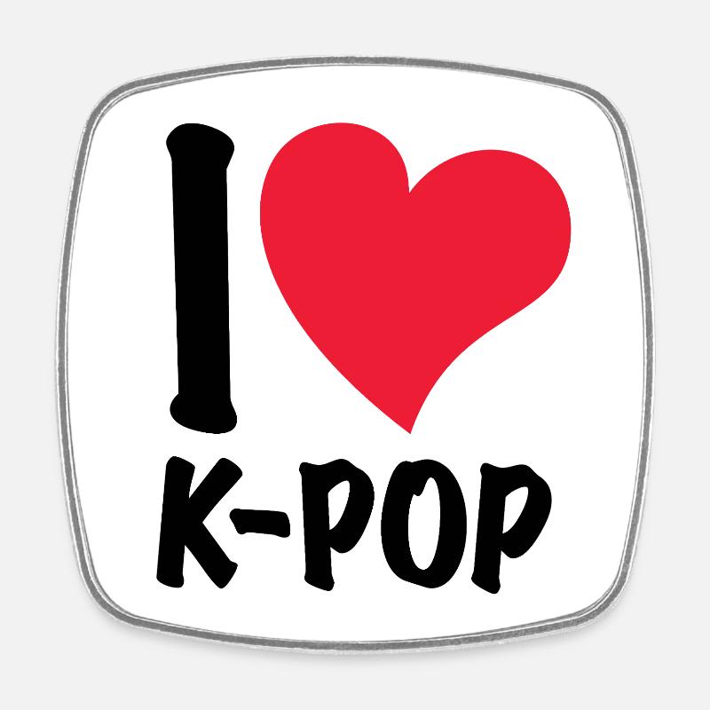 I Love K-Pop - Square fridge magnet - white
