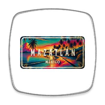 Mazatlán Mexico Sunset Design - Square fridge magnet - white - Front