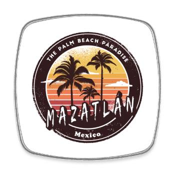 Mazatlán Mexico Sunset Design - Square fridge magnet - white - Front